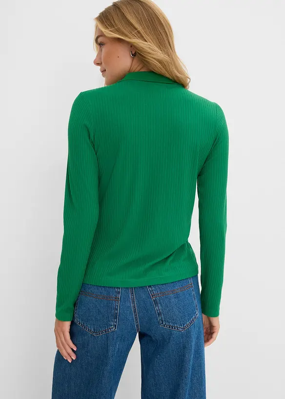 Geripptes Poloshirt in grün von hinten (im Anschnitt) - bonprix Geripptes Poloshirt in grün von hinten (im Anschnitt) - bonprix