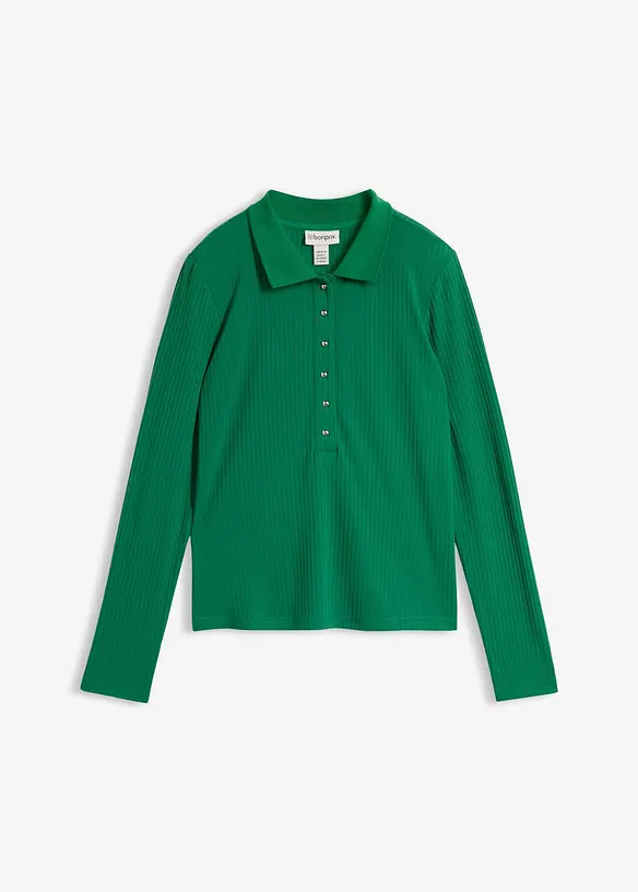 Geripptes Poloshirt in grün von vorne - bonprix Geripptes Poloshirt in grün von vorne - bonprix