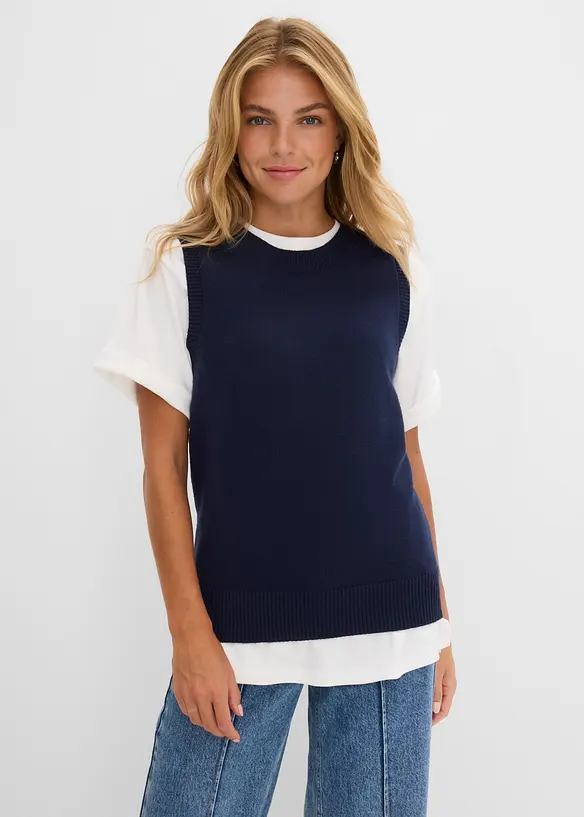 Pullunder in blau von vorne (im Anschnitt) - bonprix