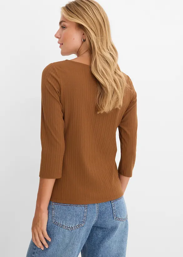 Shirt aus softem Viskose-Mix in braun von hinten (im Anschnitt) - bonprix