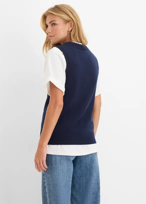 Pullunder in blau von hinten (im Anschnitt) - bonprix