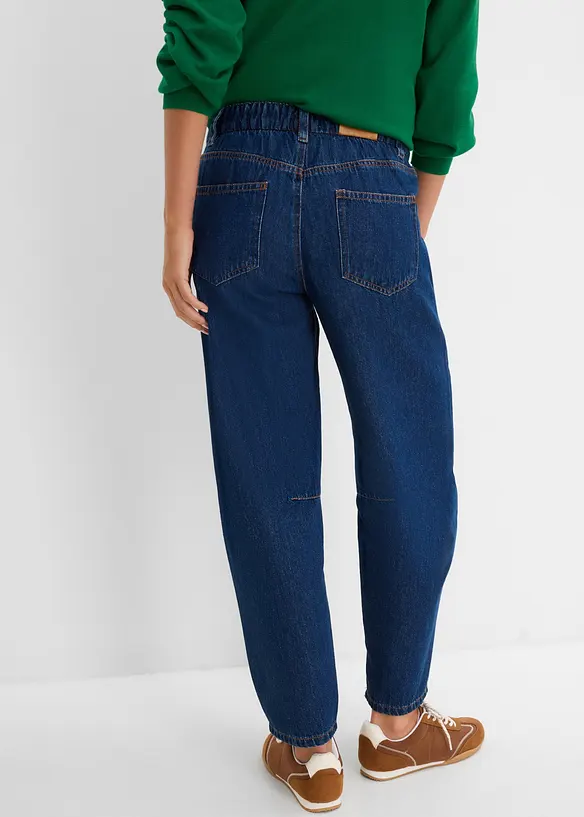 Leichte Barrel-Jeans Mid Waist cropped in blau von hinten - bonprix