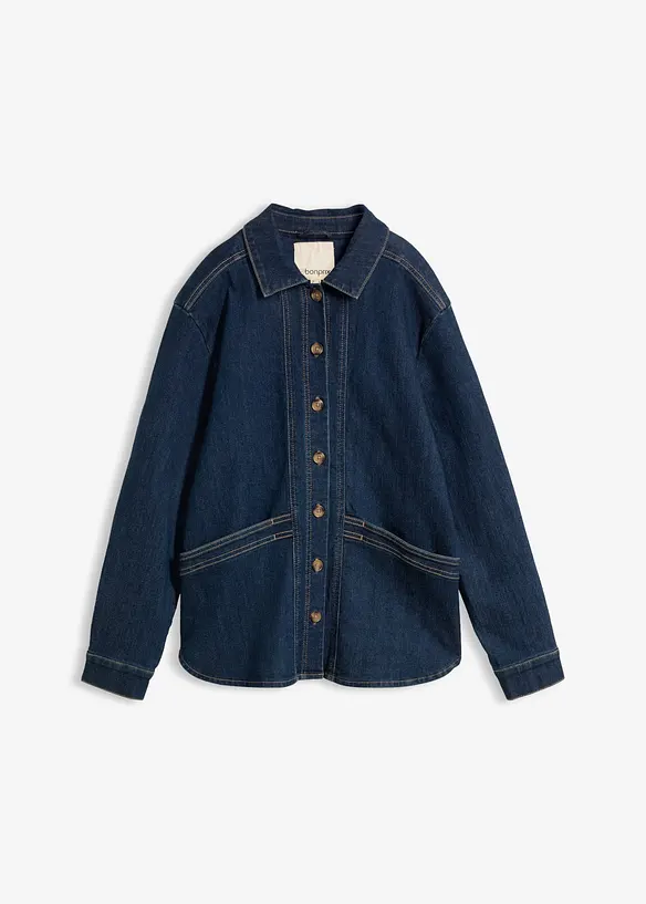 Jeansjacke mit Bio-Baumwolle in blau von vorne - bonprix
