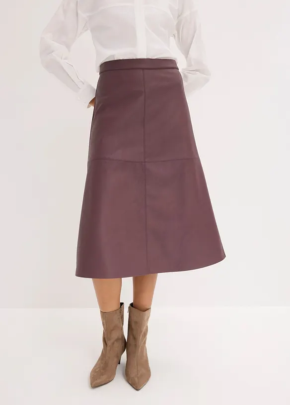 Midirock aus Lederimitat in lila von vorne - bonprix Midirock aus Lederimitat in lila von vorne - bonprix