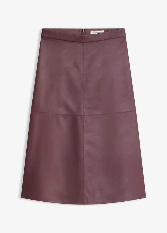 Midirock aus Lederimitat in lila von vorne - bonprix Midirock aus Lederimitat in lila von vorne - bonprix