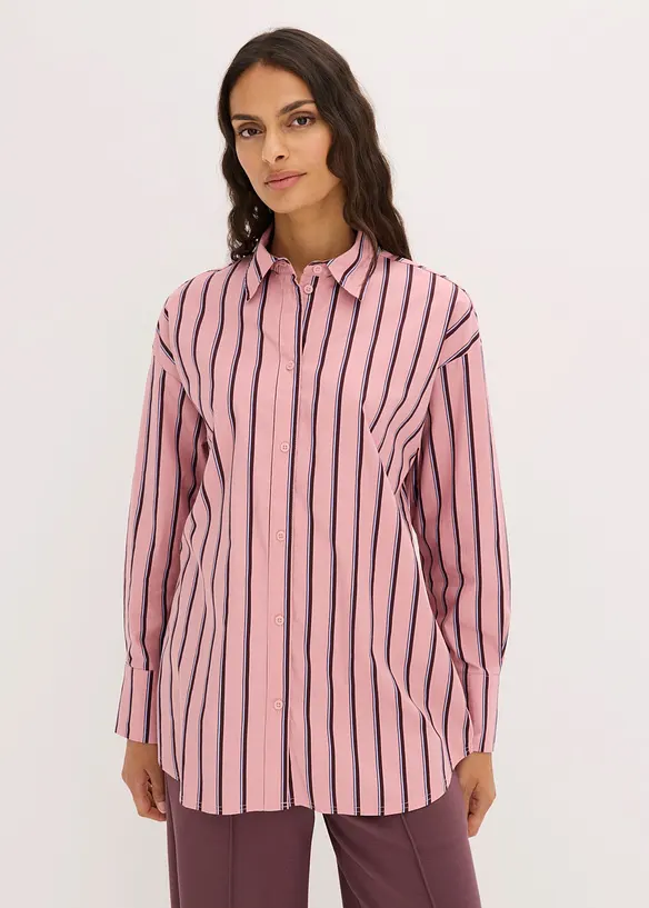 Hemdbluse aus Baumwoll-Mix in rosa von vorne (im Anschnitt) - bonprix Hemdbluse aus Baumwoll-Mix in rosa von vorne (im Anschnitt) - bonprix