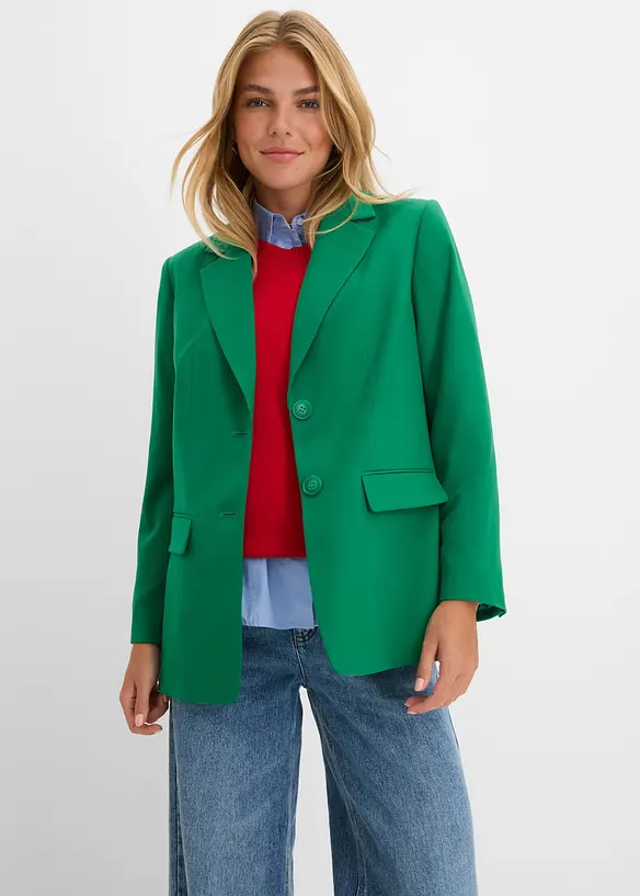 Blazer aus Viskose-Mix in grün von vorne (im Anschnitt) - bonprix