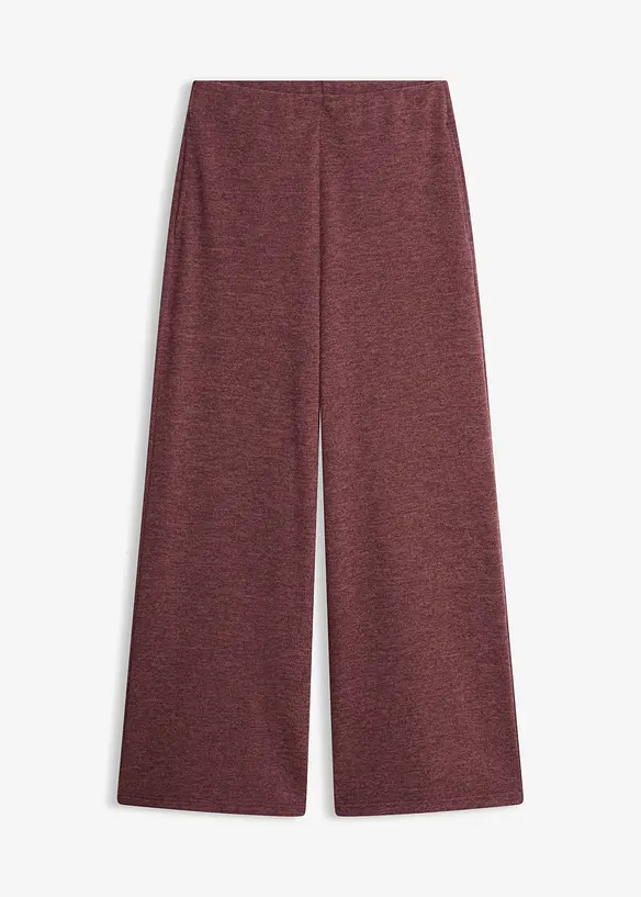 Hose mit weitem Bein aus Piqué in lila von vorne - bonprix