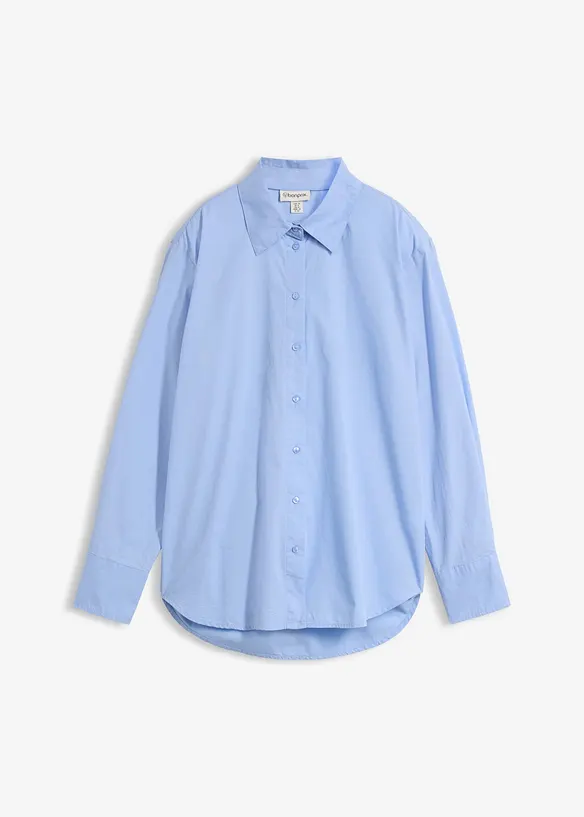 Hemdbluse aus reiner Baumwolle in blau von vorne - bonprix