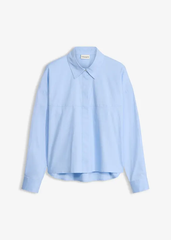 Hemdbluse aus Baumwoll-Mix in blau von vorne - bonprix
