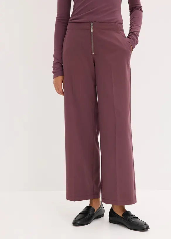 Gerade Hose mit Reißverschluss in lila von vorne - bonprix