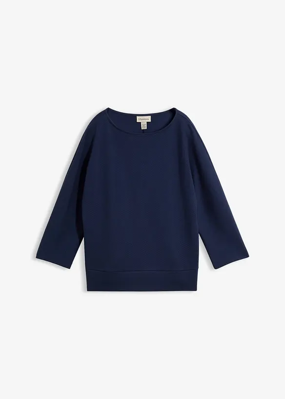 Strukturiertes Interlock-Shirt aus Baumwoll-Mix in blau von vorne - bonprix Strukturiertes Interlock-Shirt aus Baumwoll-Mix in blau von vorne - bonprix