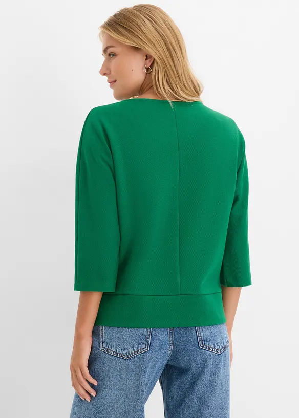 Strukturiertes Interlock-Shirt aus Baumwoll-Mix in grün von hinten (im Anschnitt) - bonprix Strukturiertes Interlock-Shirt aus Baumwoll-Mix in grün von hinten (im Anschnitt) - bonprix