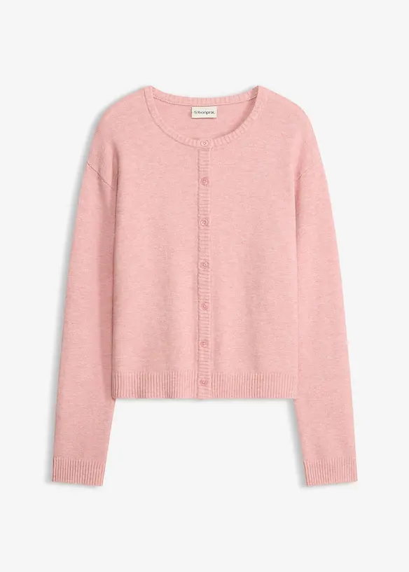 Strickjacke aus softem Viskose-Mix in rosa von vorne - bonprix