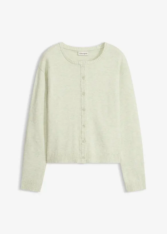 Strickjacke aus softem Viskose-Mix in grün von vorne - bonprix