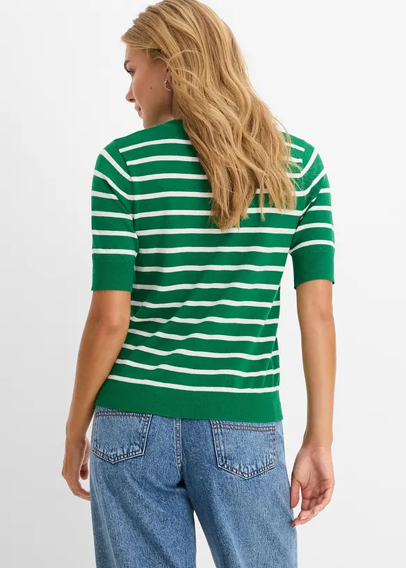 Feinstrickpullover aus softem Viskose-Mix in grün von hinten (im Anschnitt) - bonprix