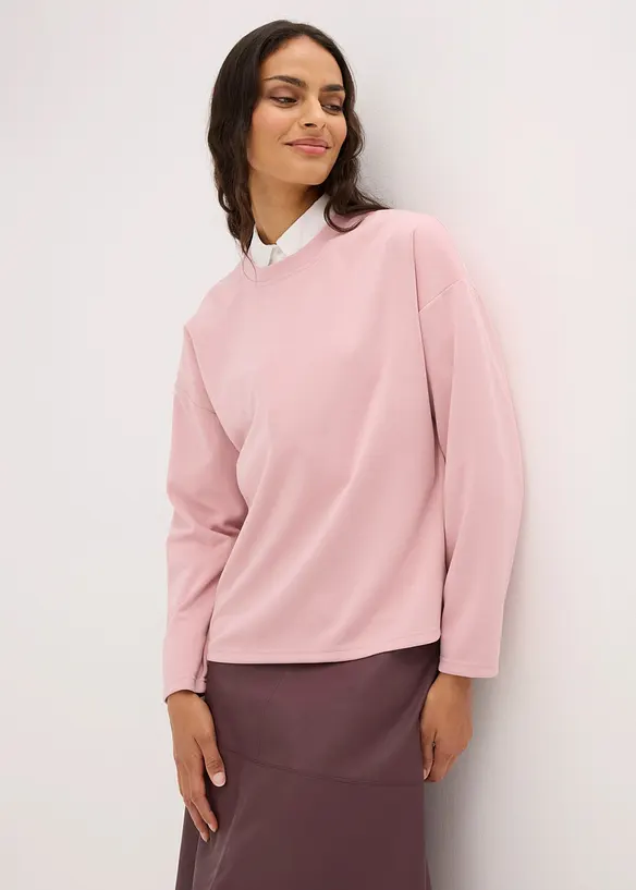 Oversize-Scubashirt aus Viskose-Mix in rosa von vorne (im Anschnitt) - bonprix