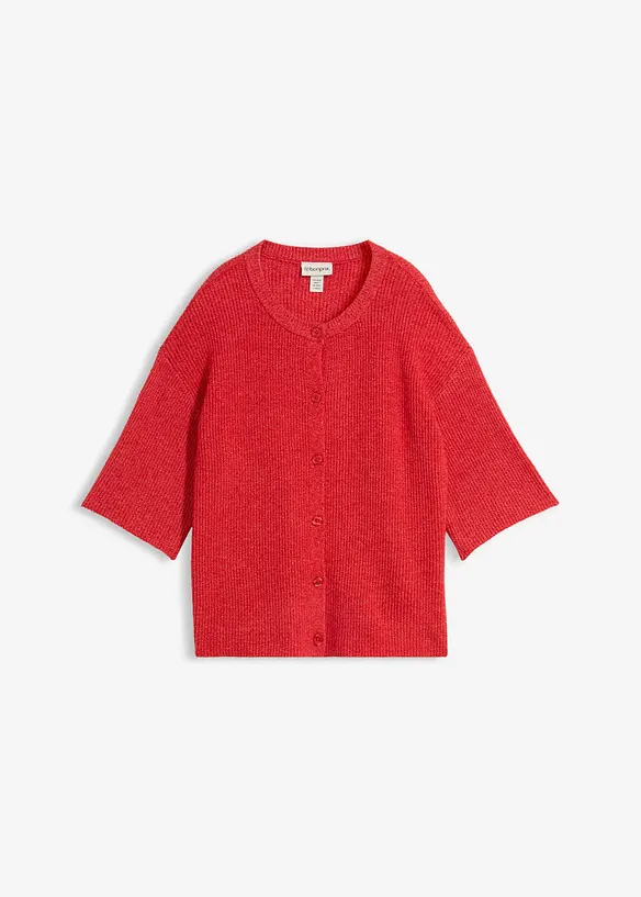 Lockere Strickjacke mit Wollanteil in rot von vorne - bonprix