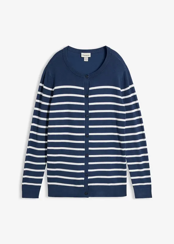Feinstrickjacke aus weichem Viskose-Mix in blau von vorne - bonprix