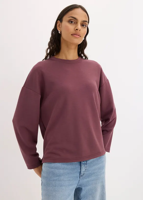 Oversize-Scubashirt aus Viskose-Mix in lila von vorne (im Anschnitt) - bonprix