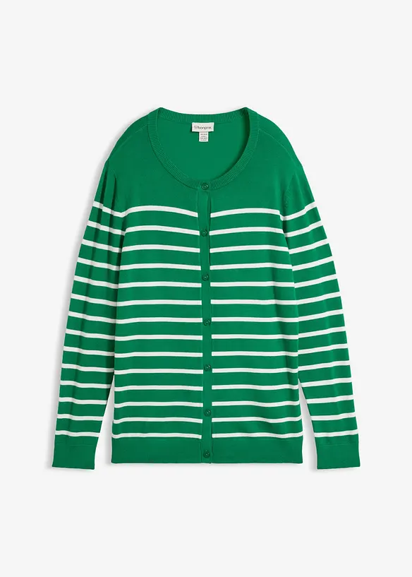 Feinstrickjacke aus weichem Viskose-Mix in grün von vorne - bonprix