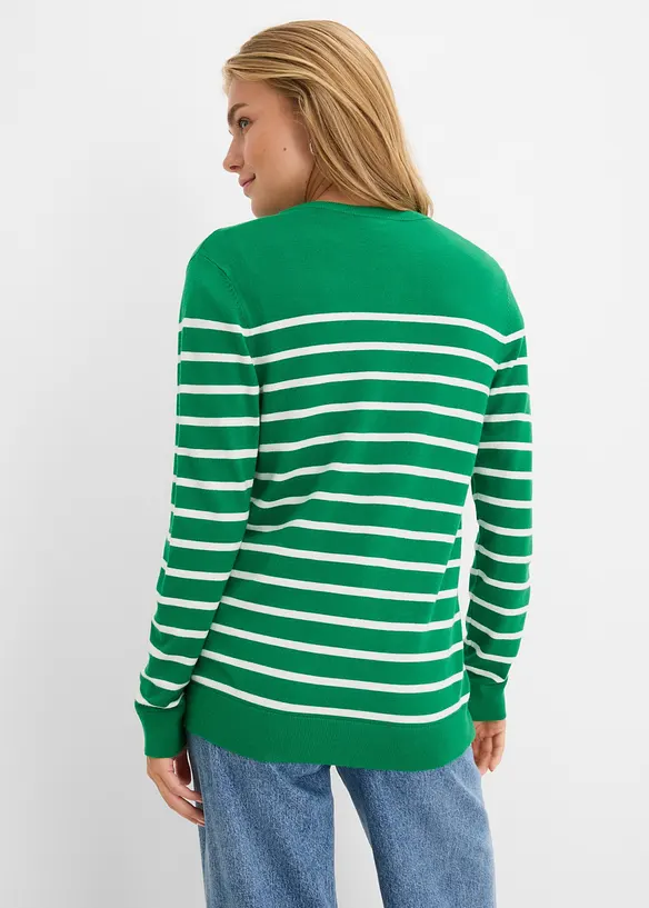Feinstrickjacke aus weichem Viskose-Mix in grün von hinten (im Anschnitt) - bonprix