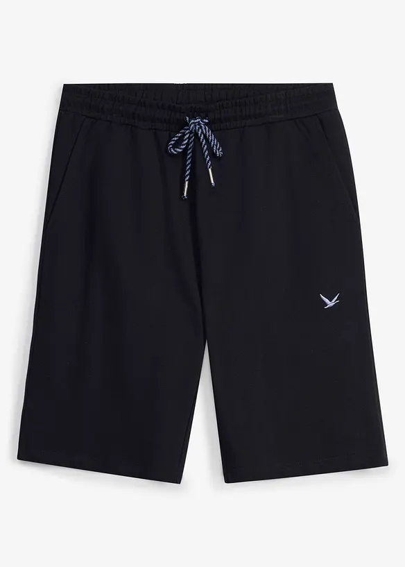 Sweat-Bermuda aus reiner Bio-Baumwolle in schwarz von vorne - bonprix