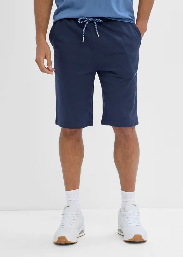 Sweat-Bermuda aus reiner Bio-Baumwolle in blau von vorne - bonprix