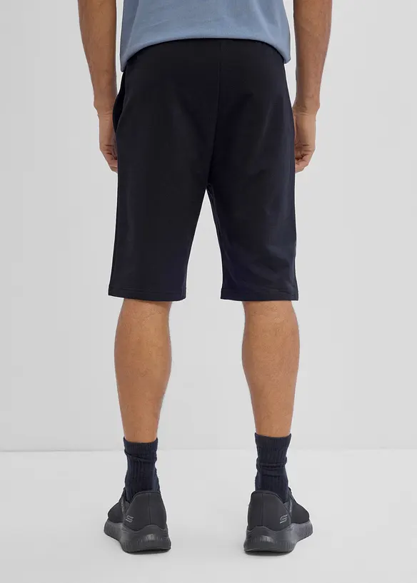Sweat-Bermuda aus reiner Bio-Baumwolle in schwarz von hinten - bonprix