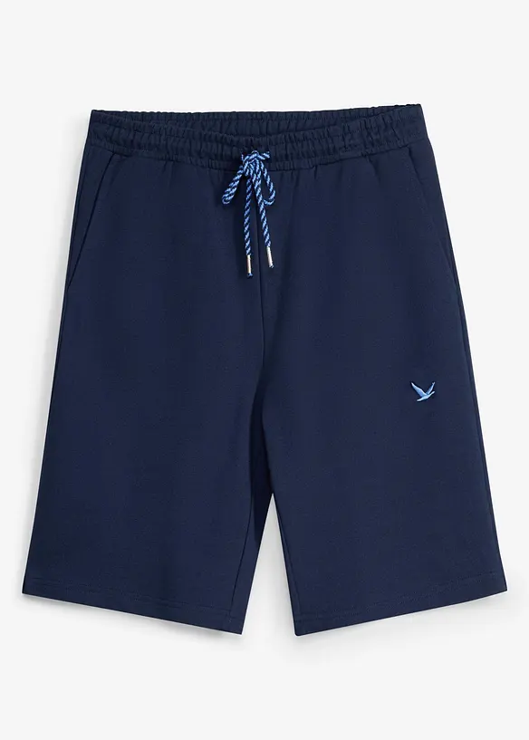 Sweat-Bermuda aus reiner Bio-Baumwolle in blau von vorne - bonprix