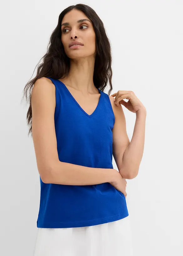 Tanktop  aus reiner Bio-Baumwolle (2er Pack) in blau von hinten (im Anschnitt) - bonprix