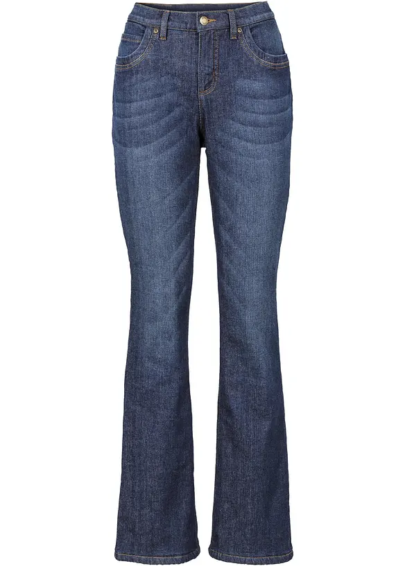 Bootcut-Jeans High Waist, Thermo in blau von vorne - bonprix