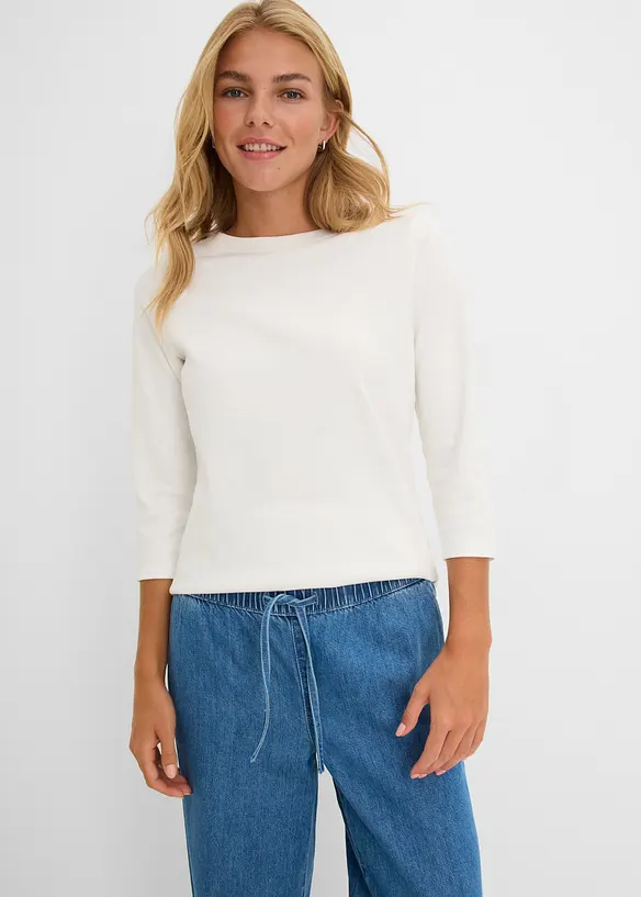 Shirt aus reiner schwerer Bio-Baumwolle in weiß von vorne (im Anschnitt) - bonprix Shirt aus reiner schwerer Bio-Baumwolle in weiß von vorne (im Anschnitt) - bonprix
