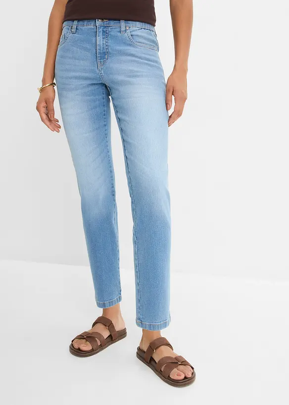 Straight-Jeans Mid Waist cropped in blau von vorne - bonprix Straight-Jeans Mid Waist cropped in blau von vorne - bonprix