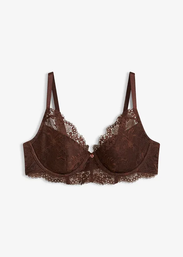 Schalen-BH aus edler Spitze in braun von vorne - bonprix