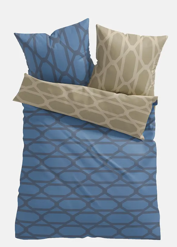 Wendbare Baumwollmix-Bettwäsche in blau von vorne - bonprix