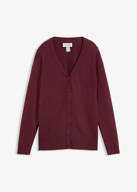 Feinstrickjacke aus weichem Woll-Mix in lila von vorne - bonprix