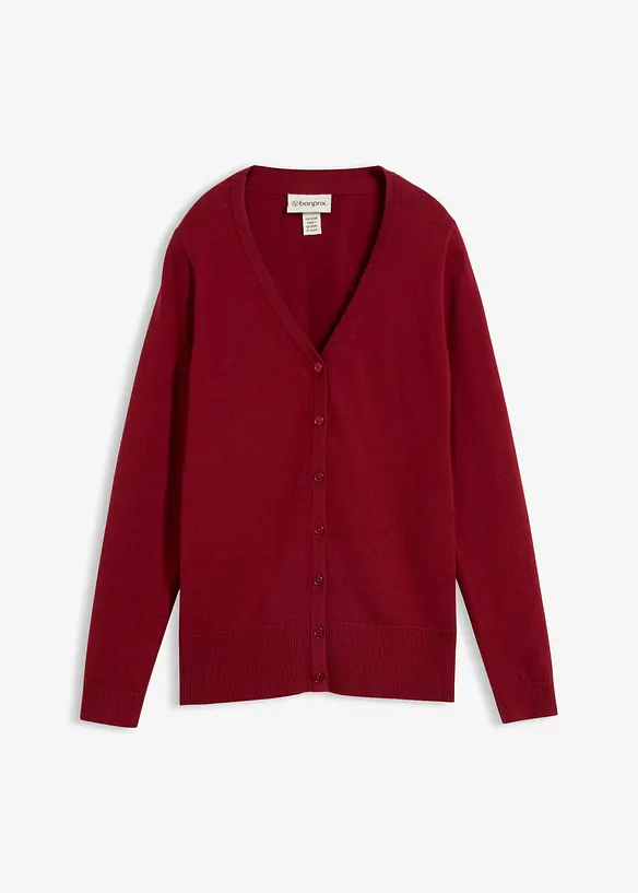 Feinstrickjacke aus weichem Woll-Mix in rot von vorne - bonprix