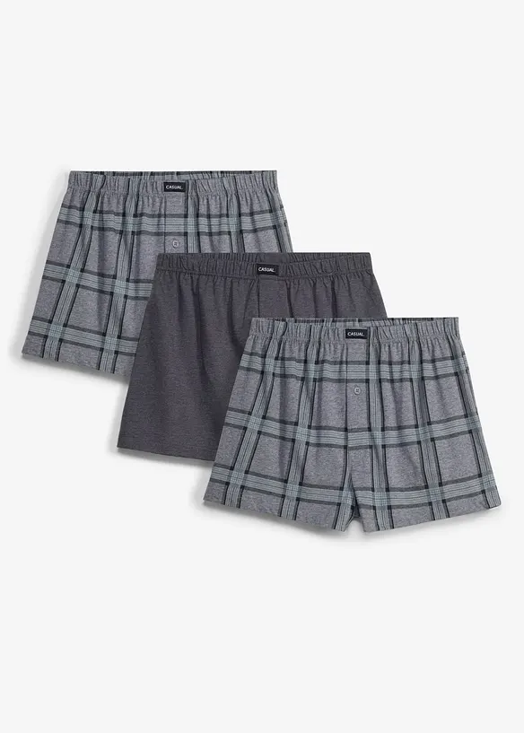 Boxershorts weit (3er Pack) in grau - bonprix
