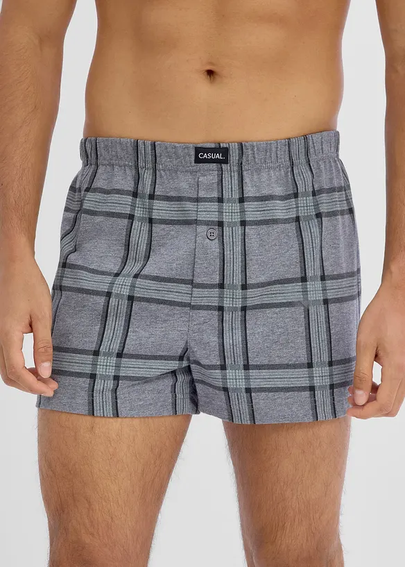 Boxershorts weit (3er Pack) in grau von vorne - bonprix