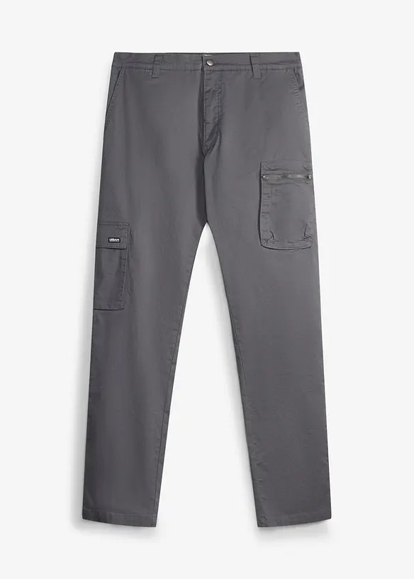Regular Fit Stretch-Hose mit Handy-Tasche, Straight in grau von vorne - bonprix