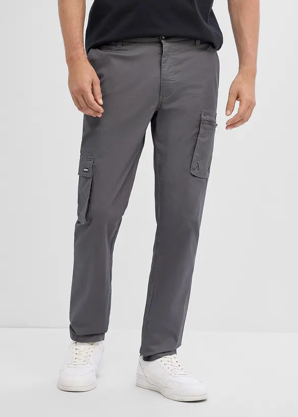Regular Fit Stretch-Hose mit Handy-Tasche, Straight in grau von vorne - bonprix