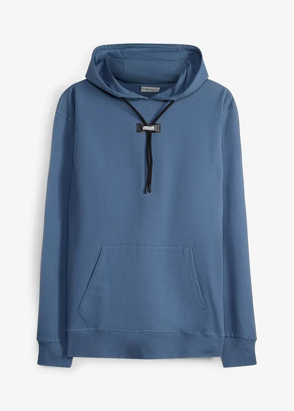 Hoodie aus reiner Bio-Baumwolle in blau von vorne - bonprix