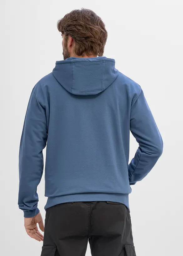 Hoodie aus reiner Bio-Baumwolle in blau von hinten (im Anschnitt) - bonprix