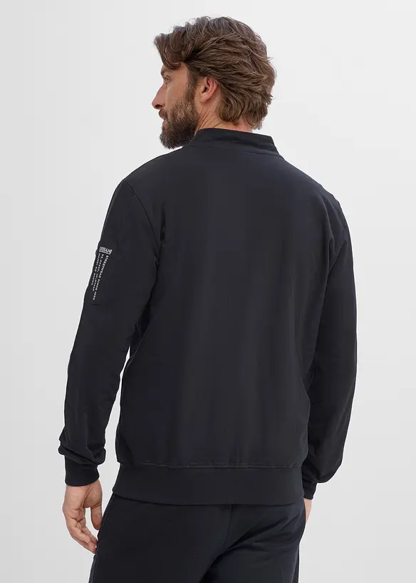 Sweat-Bomberjacke aus reiner Bio-Baumwolle in schwarz von hinten (im Anschnitt) - bonprix