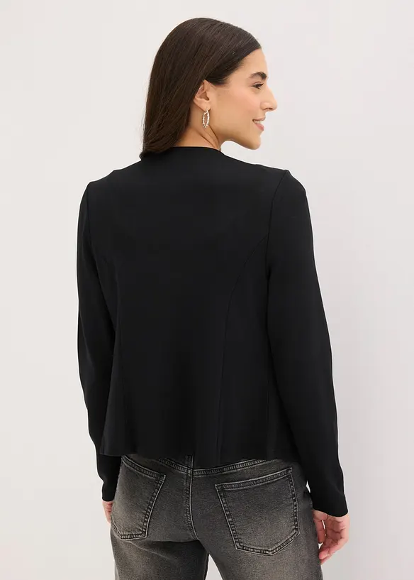 Jersey-Blazer aus Punto di Roma in schwarz von hinten (im Anschnitt) - bonprix