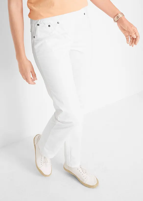 Twill-Treggings aus elastischem Baumwoll-Mix in weiß von vorne - bonprix Twill-Treggings aus elastischem Baumwoll-Mix in weiß von vorne - bonprix