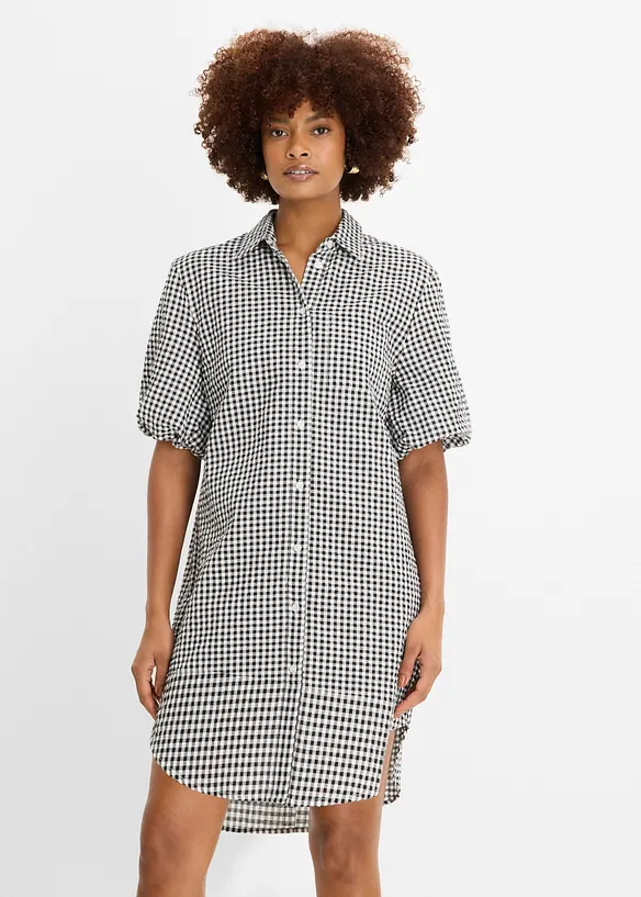 Kleid aus reiner Baumwolle in schwarz von vorne (Totalaufnahme) - bonprix