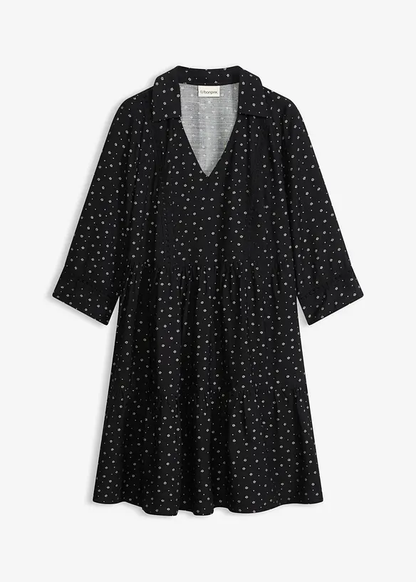 Kurzes Kleid aus Viskose-Mix in schwarz von vorne - bonprix