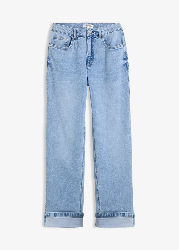 Loose Straight-Jeans High Waist in blau von vorne - bonprix